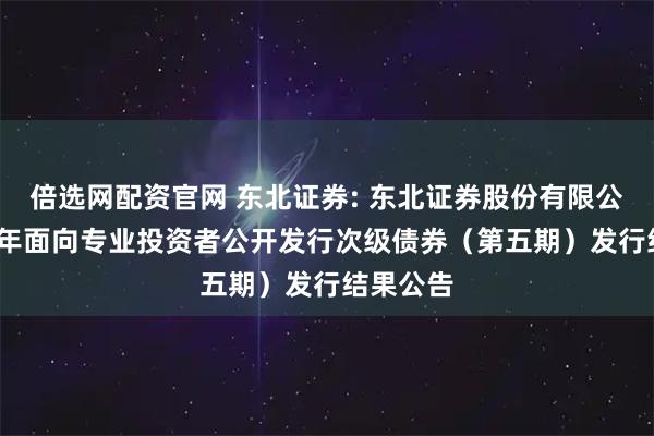 倍选网配资官网 东北证券: 东北证券股份有限公司2025年面向专业投资者公开发行次级债券（第五期）发行结果公告