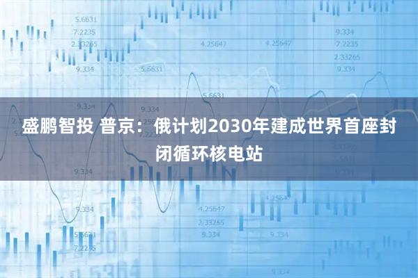 盛鹏智投 普京：俄计划2030年建成世界首座封闭循环核电站
