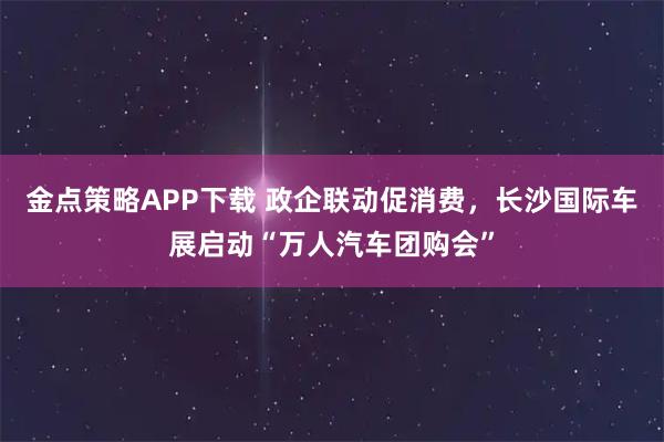 金点策略APP下载 政企联动促消费，长沙国际车展启动“万人汽车团购会”