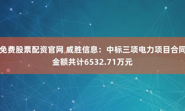 免费股票配资官网 威胜信息：中标三项电力项目合同金额共计6532.71万元