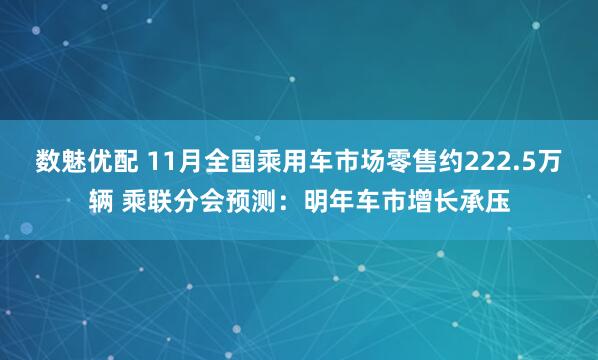 数魅优配 11月全国乘用车市场零售约222.5万辆 乘联分会预测：明年车市增长承压